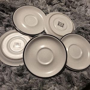 5pc Noritake Folkstone Genuine Stoneware Speckled Saucer Plates